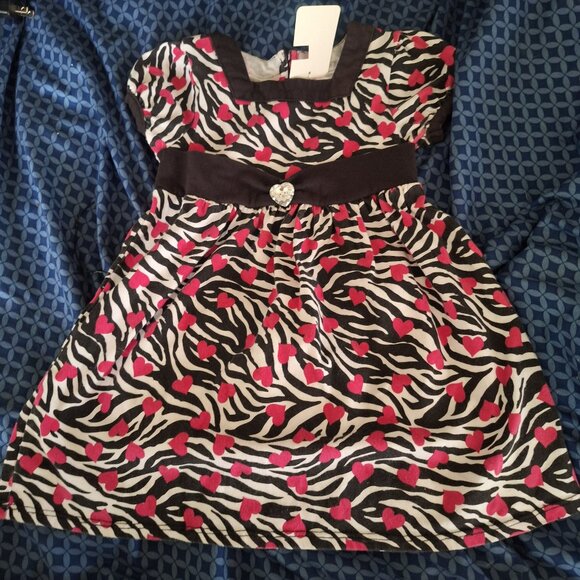 dollie and me dress black white with pink hearts - Picture 1 of 8